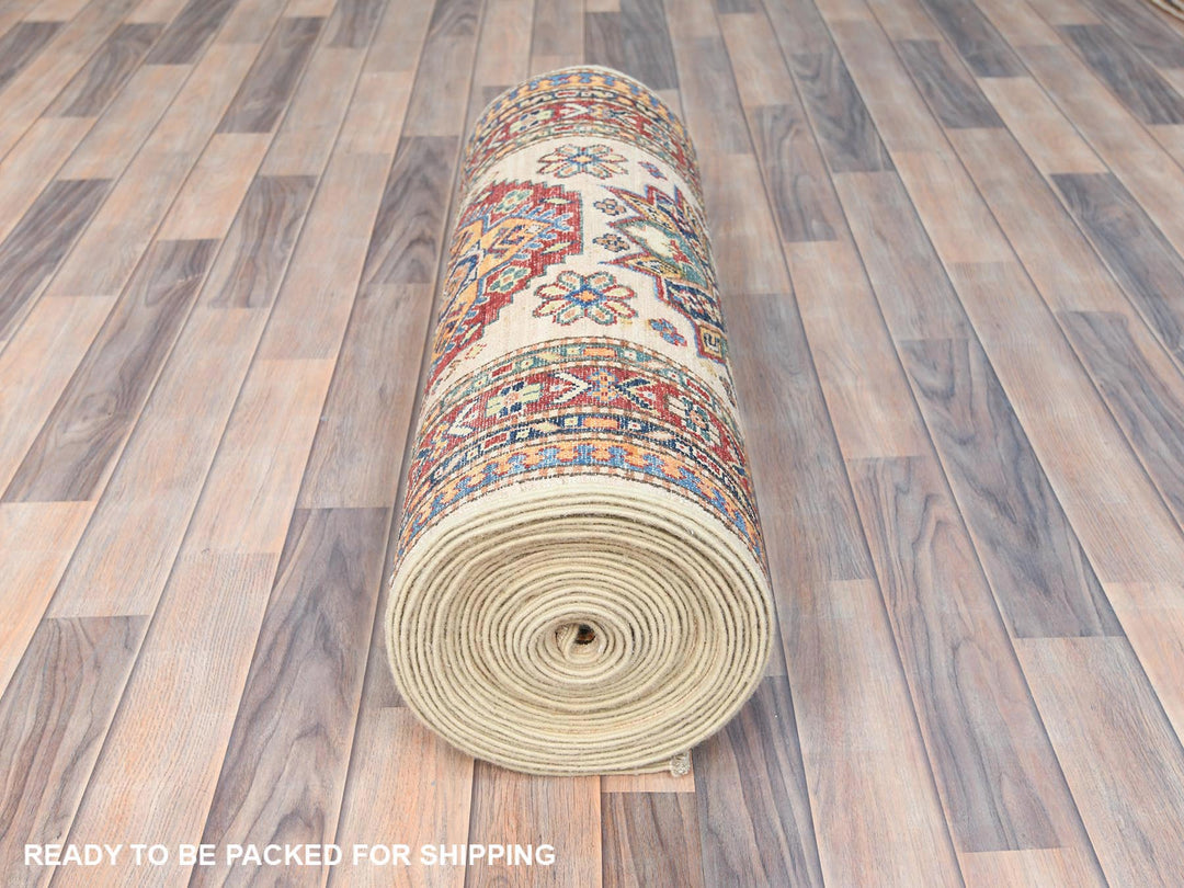 2'9" x 35'8" New Hand Knotted Ivory Wool Runner Oriental Rug - MOA10285291