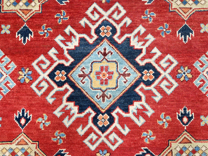 7'10" x 7'9" New Hand Knotted Red Wool Round Oriental Rug - MOA10285417