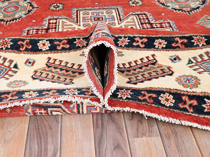 8'0" x 7'9" New Hand Knotted Red Wool Round Oriental Rug - MOA10285420