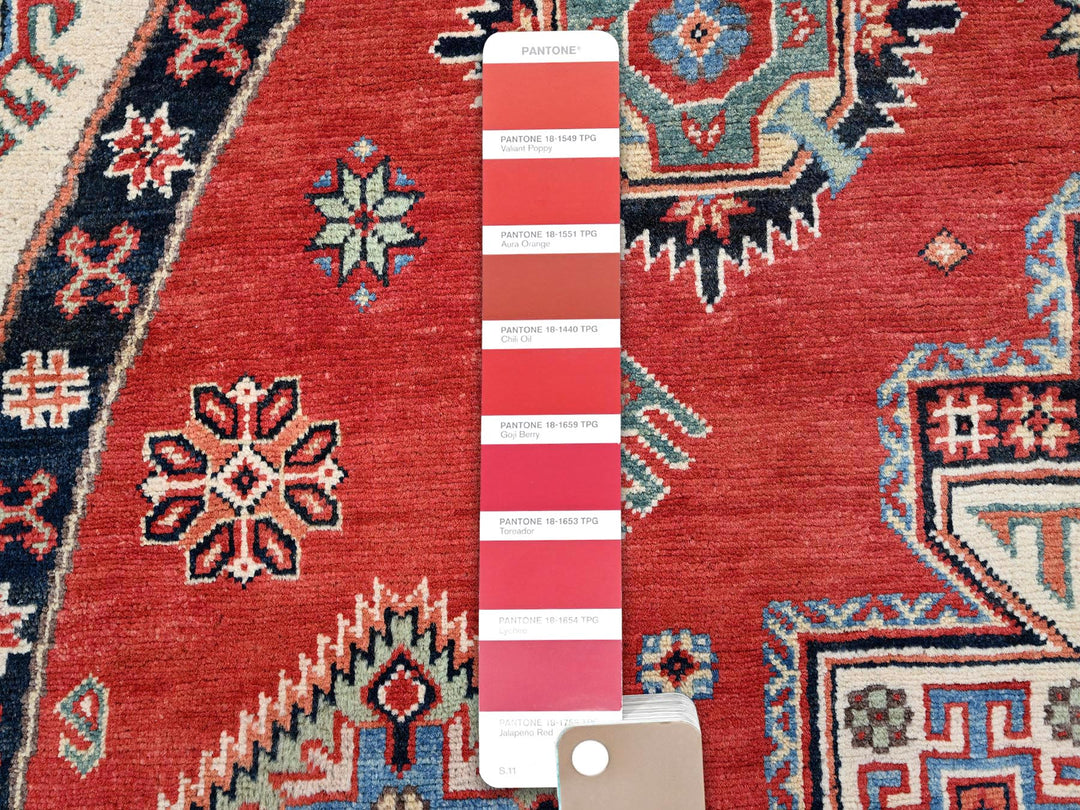 8'0" x 7'9" New Hand Knotted Red Wool Round Oriental Rug - MOA10285420