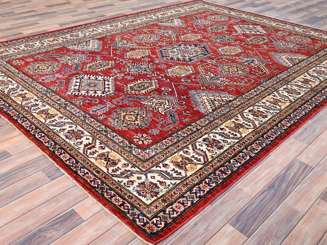 8'1" x 10'6" New Hand Knotted Red Wool Rectangle Oriental Rug - MOA10285785