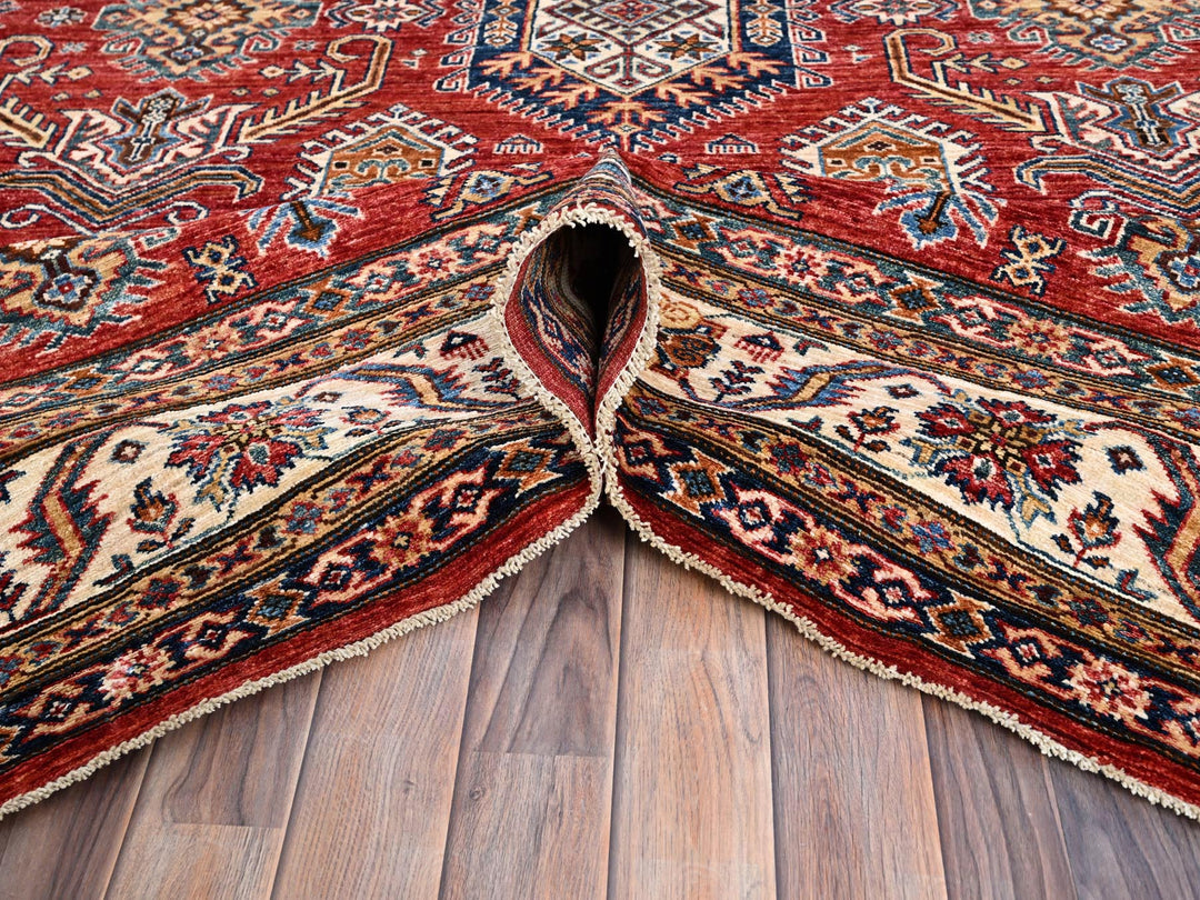 8'1" x 10'6" New Hand Knotted Red Wool Rectangle Oriental Rug - MOA10285785