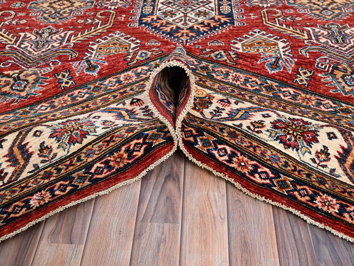 8'1" x 10'6" New Hand Knotted Red Wool Rectangle Oriental Rug - MOA10285785