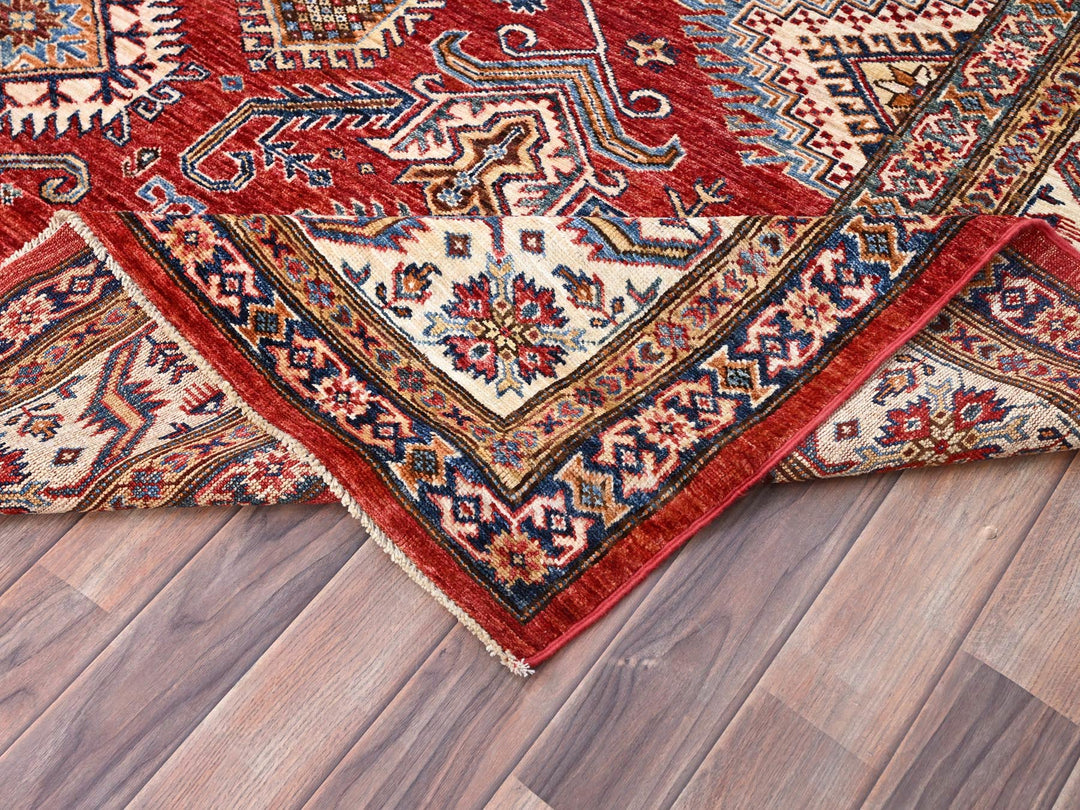 8'1" x 10'6" New Hand Knotted Red Wool Rectangle Oriental Rug - MOA10285785