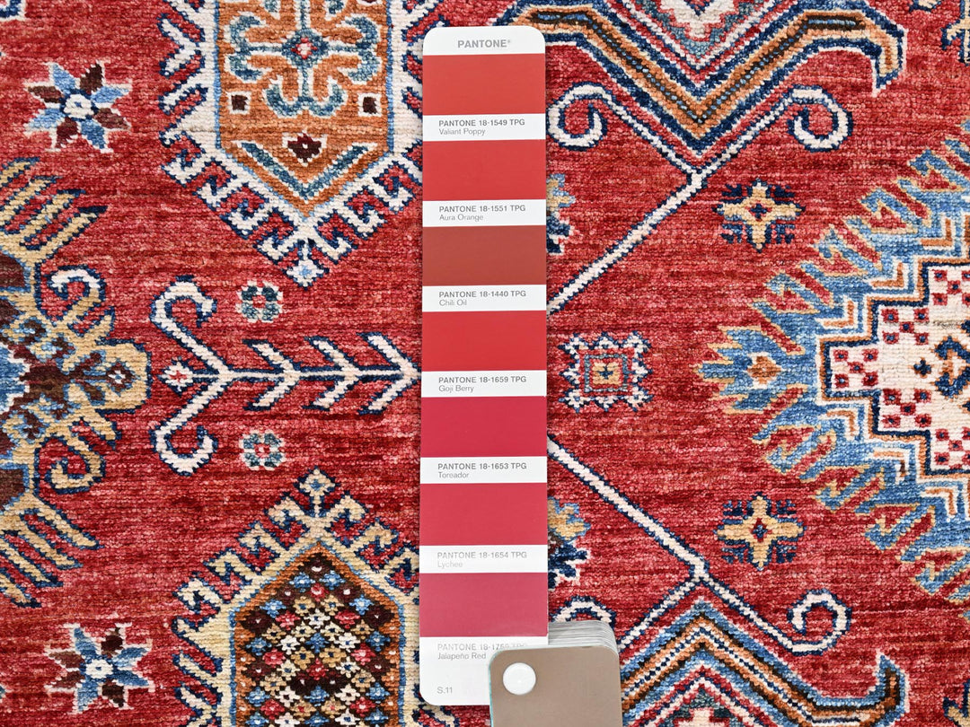 8'1" x 10'6" New Hand Knotted Red Wool Rectangle Oriental Rug - MOA10285785