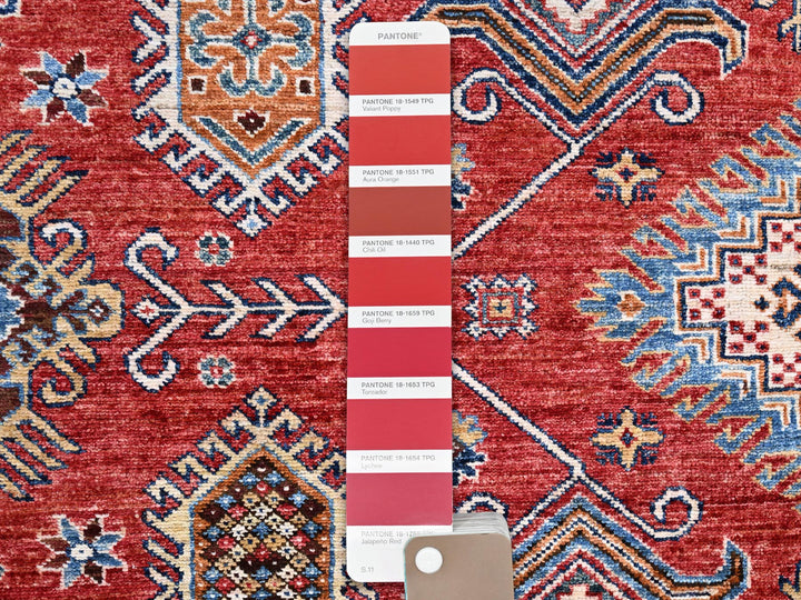 8'1" x 10'6" New Hand Knotted Red Wool Rectangle Oriental Rug - MOA10285785