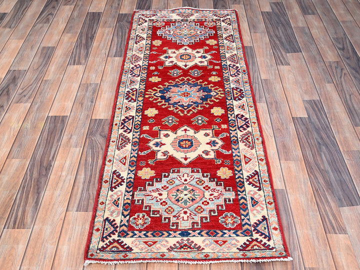 2'1" x 5'6" New Hand Knotted Red Wool Runner Oriental Rug - MOA10286168