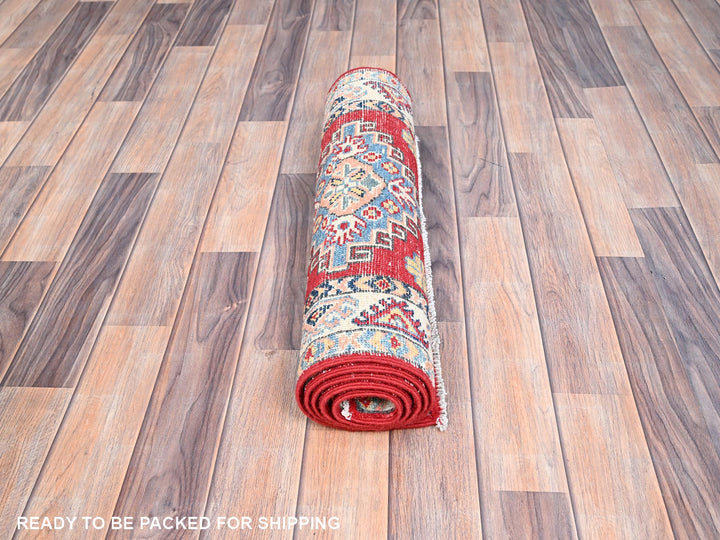 2'1" x 5'6" New Hand Knotted Red Wool Runner Oriental Rug - MOA10286168