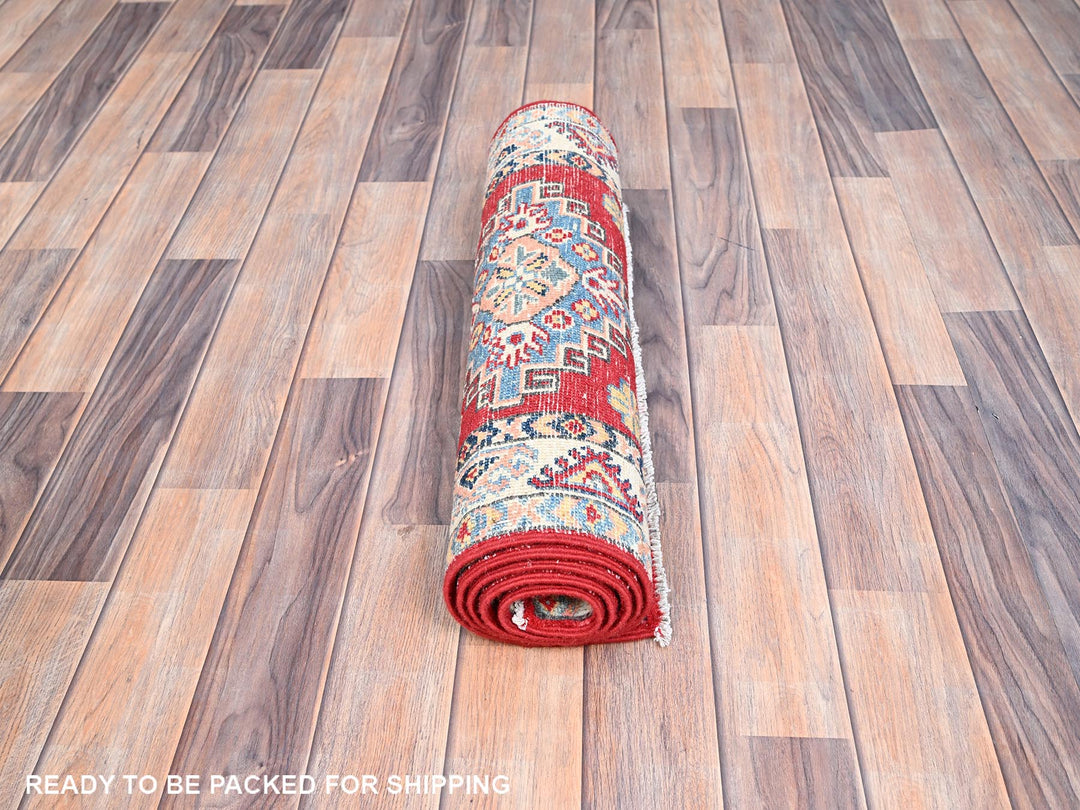 2'1" x 5'6" New Hand Knotted Red Wool Runner Oriental Rug - MOA10286168