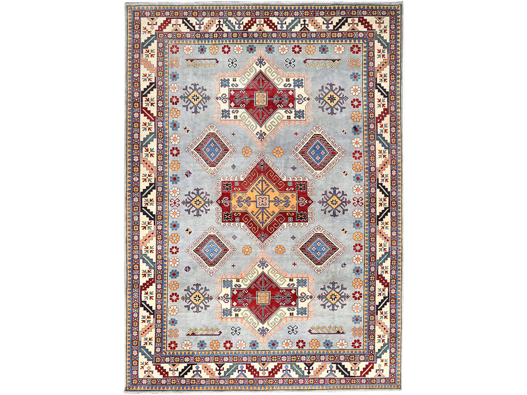 9'10" x 13'8" New Hand Knotted Grey Wool Rectangle Oriental Rug - MOA10286213