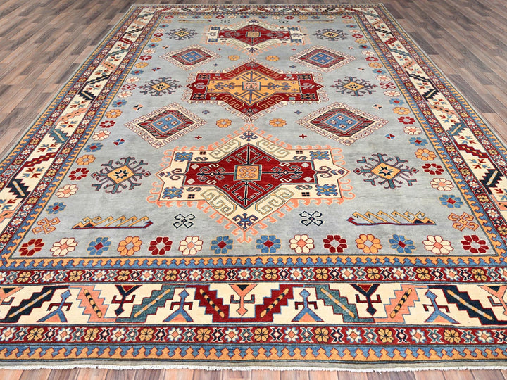 9'10" x 13'8" New Hand Knotted Grey Wool Rectangle Oriental Rug - MOA10286213