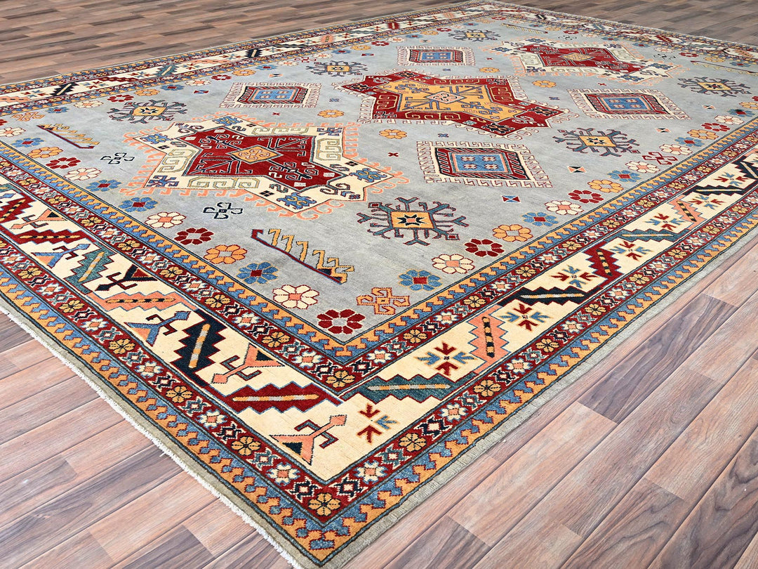 9'10" x 13'8" New Hand Knotted Grey Wool Rectangle Oriental Rug - MOA10286213