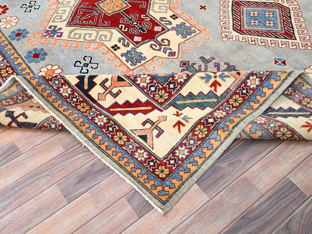 9'10" x 13'8" New Hand Knotted Grey Wool Rectangle Oriental Rug - MOA10286213