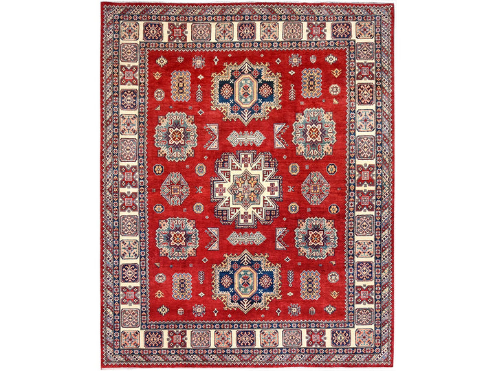 8'2" x 10'0" New Hand Knotted Red Wool Rectangle Oriental Rug - MOA10286216