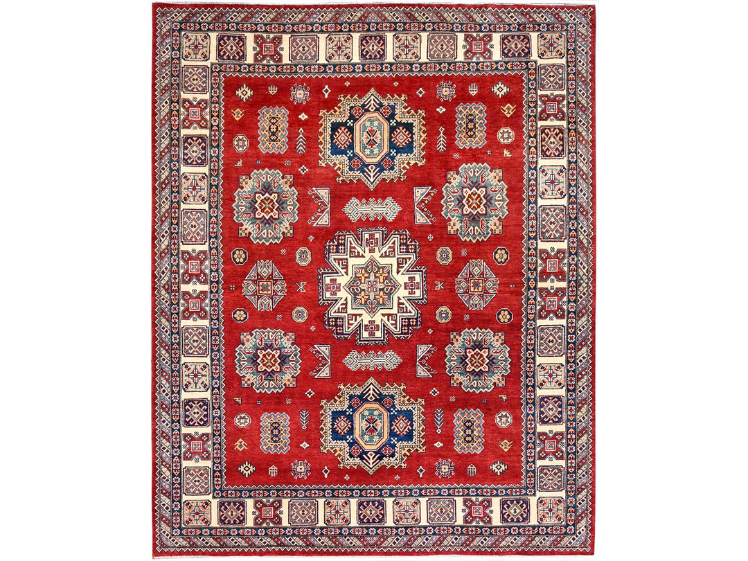 8'2" x 10'0" New Hand Knotted Red Wool Rectangle Oriental Rug - MOA10286216