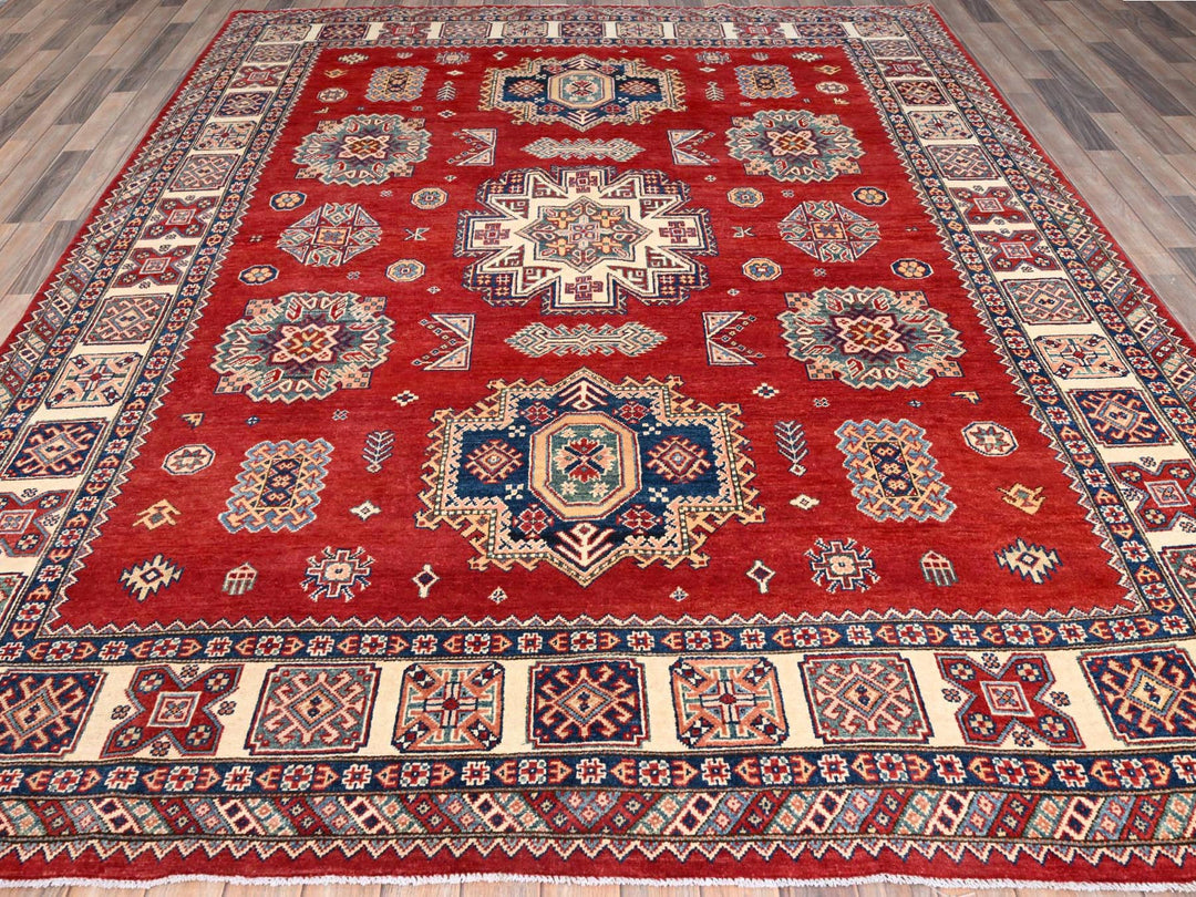 8'2" x 10'0" New Hand Knotted Red Wool Rectangle Oriental Rug - MOA10286216