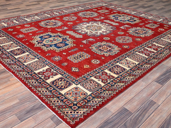 8'2" x 10'0" New Hand Knotted Red Wool Rectangle Oriental Rug - MOA10286216