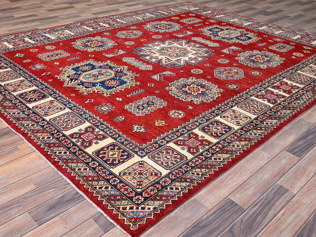 8'2" x 10'0" New Hand Knotted Red Wool Rectangle Oriental Rug - MOA10286216