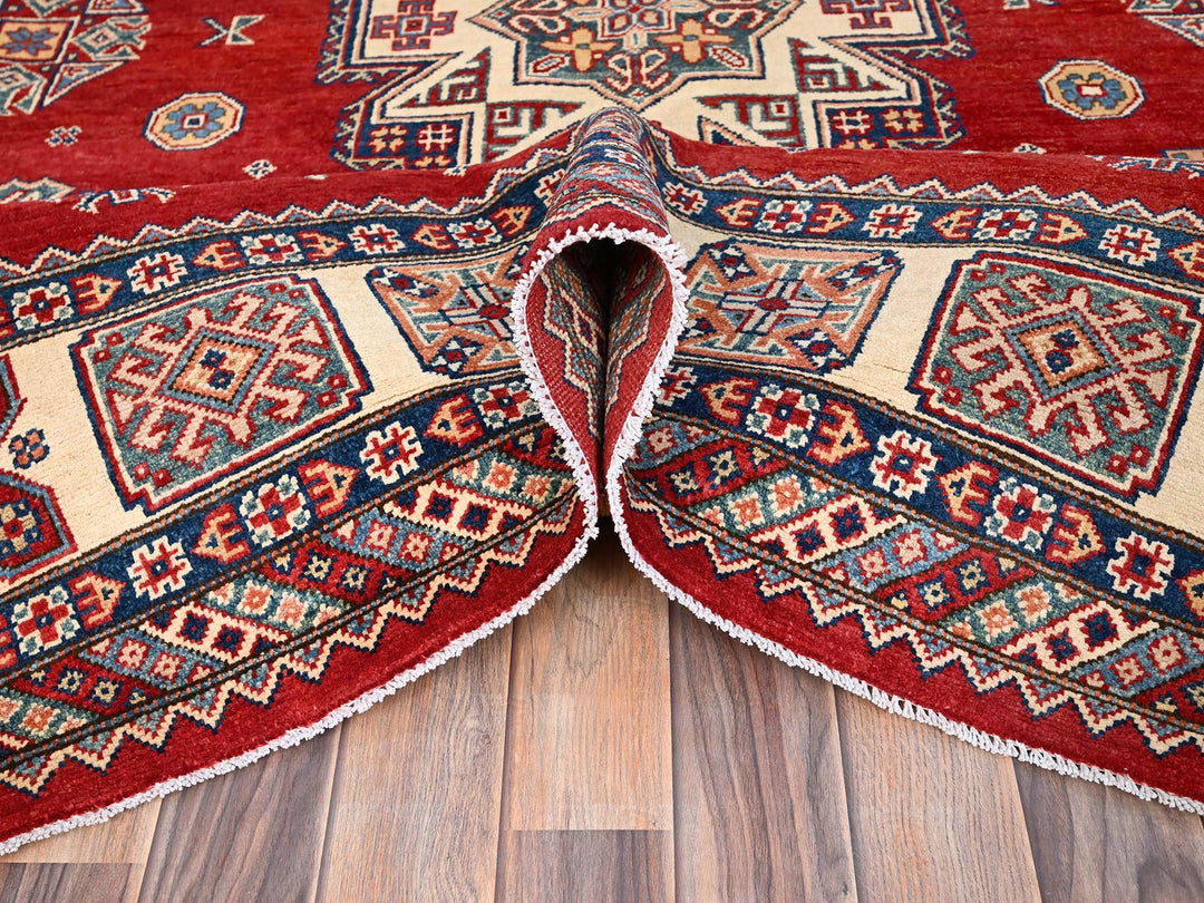 8'2" x 10'0" New Hand Knotted Red Wool Rectangle Oriental Rug - MOA10286216