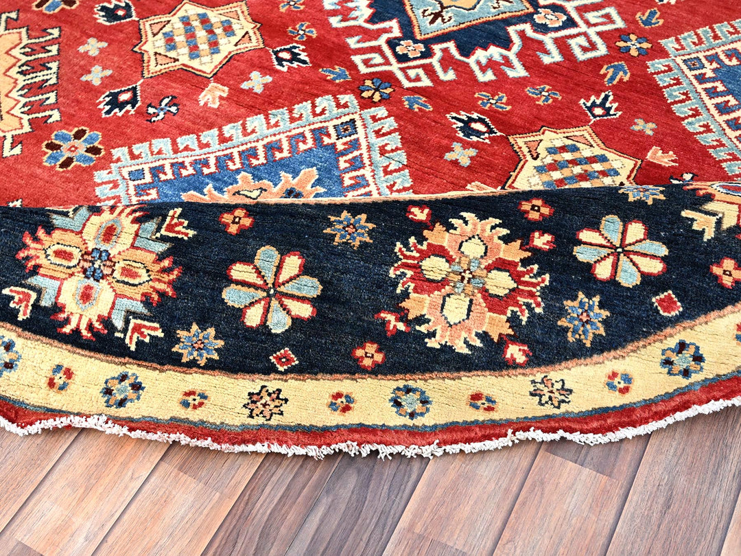 7'9" x 7'10" New Hand Knotted Red Wool Round Oriental Rug - MOA10286217