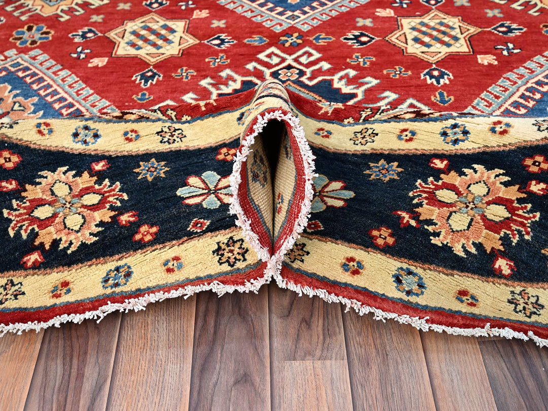 7'9" x 7'10" New Hand Knotted Red Wool Round Oriental Rug - MOA10286217