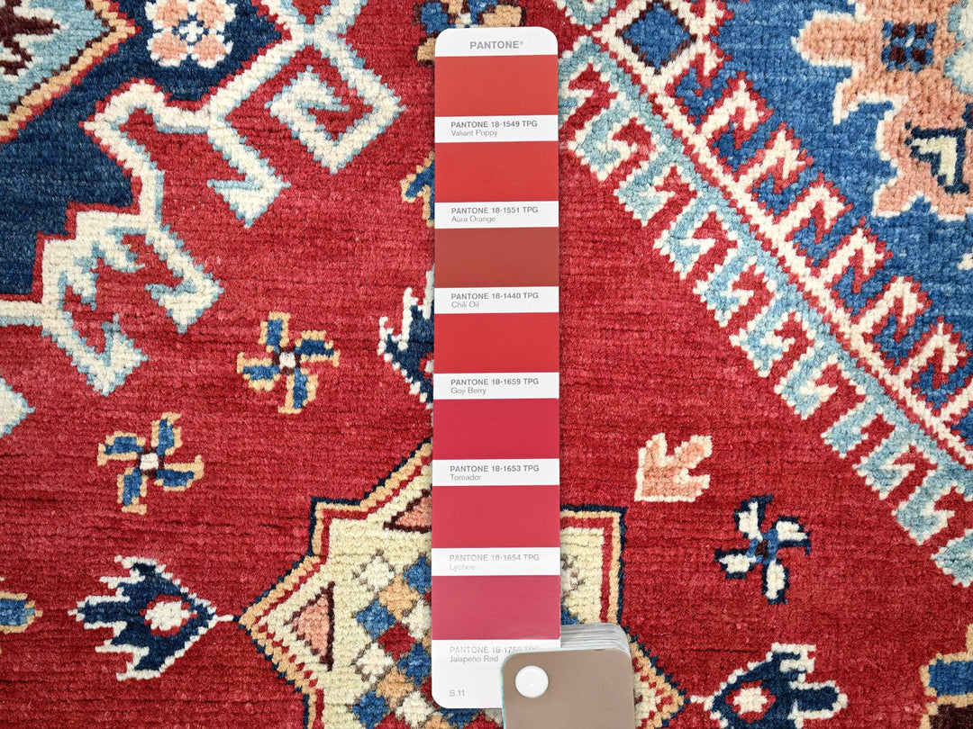 7'9" x 7'10" New Hand Knotted Red Wool Round Oriental Rug - MOA10286217