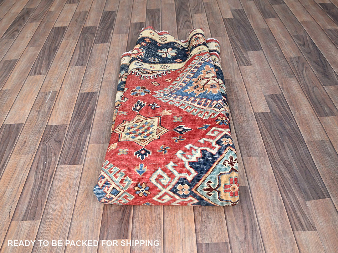 7'9" x 7'10" New Hand Knotted Red Wool Round Oriental Rug - MOA10286217