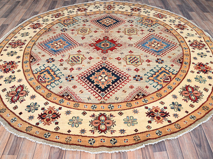 7'10" x 7'10" New Hand Knotted Brown Wool Round Oriental Rug - MOA10286220