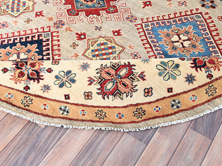 7'10" x 7'10" New Hand Knotted Brown Wool Round Oriental Rug - MOA10286220