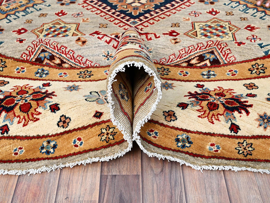 7'10" x 7'10" New Hand Knotted Brown Wool Round Oriental Rug - MOA10286220