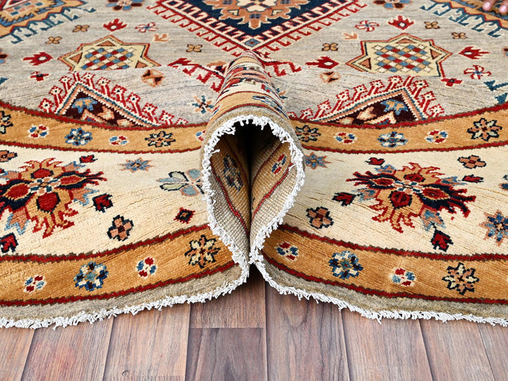 7'10" x 7'10" New Hand Knotted Brown Wool Round Oriental Rug - MOA10286220