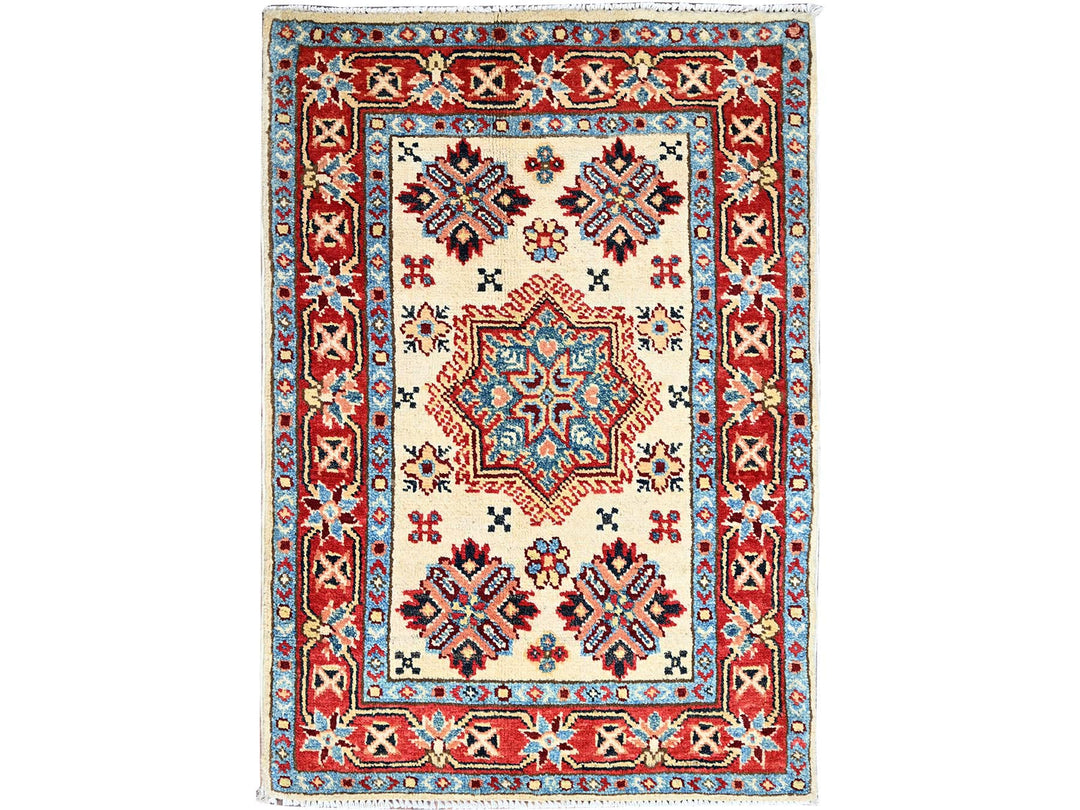 2'1" x 3'1" New Hand Knotted Ivory Wool Rectangle Oriental Rug - MOA10286222