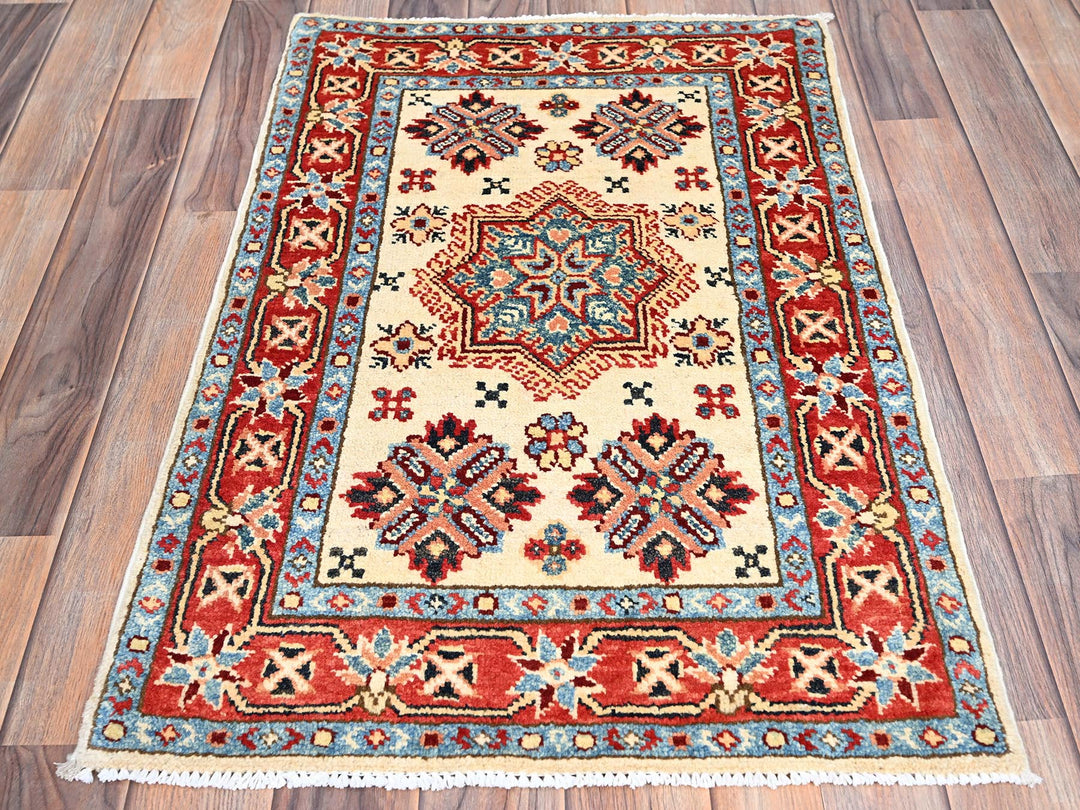 2'1" x 3'1" New Hand Knotted Ivory Wool Rectangle Oriental Rug - MOA10286222