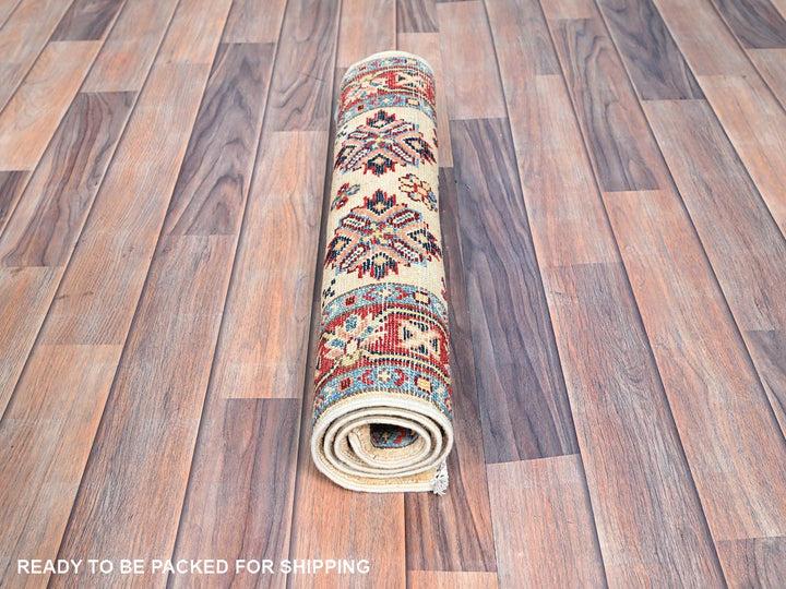 2'1" x 3'1" New Hand Knotted Ivory Wool Rectangle Oriental Rug - MOA10286222