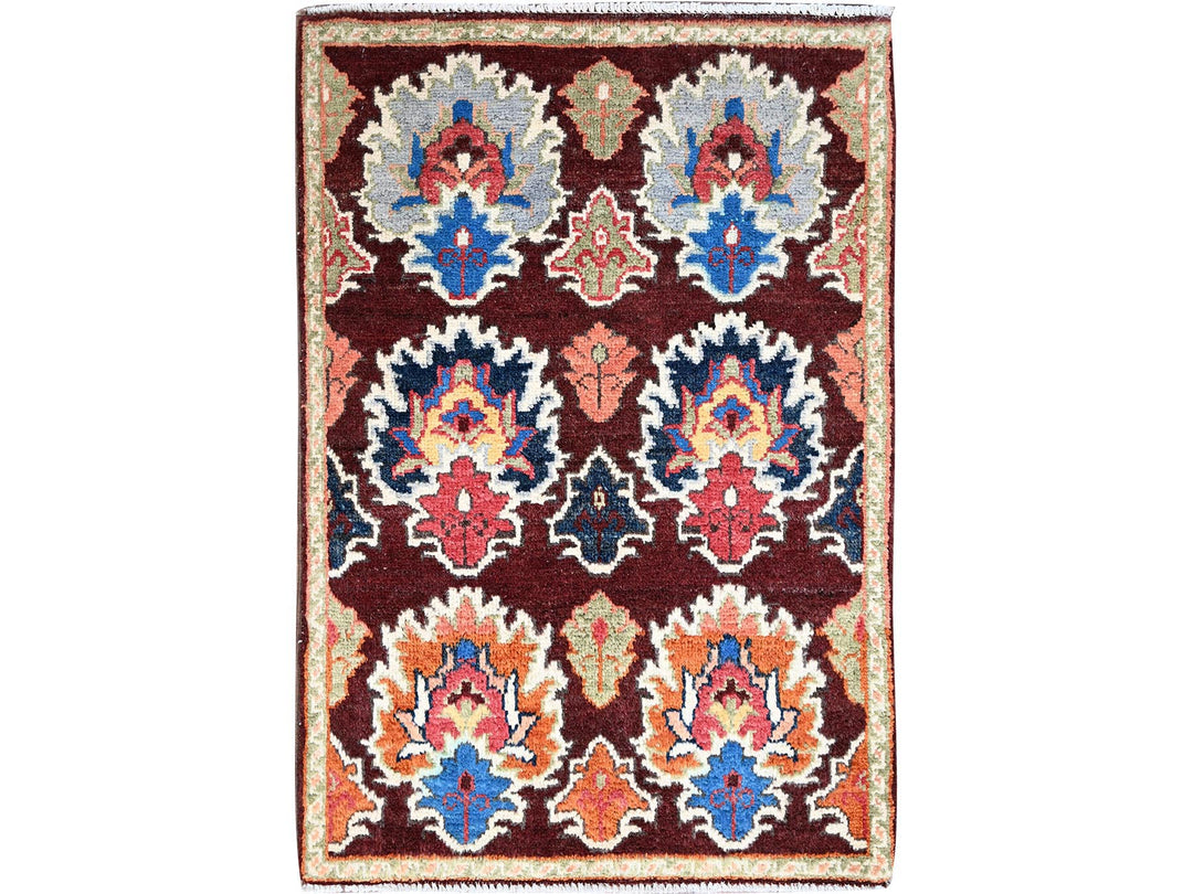 2'0" x 2'11" New Hand Knotted Brown Wool Rectangle Oriental Rug - MOA10286225