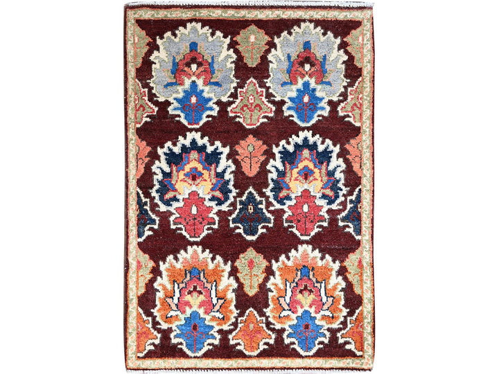 2'0" x 2'11" New Hand Knotted Brown Wool Rectangle Oriental Rug - MOA10286225