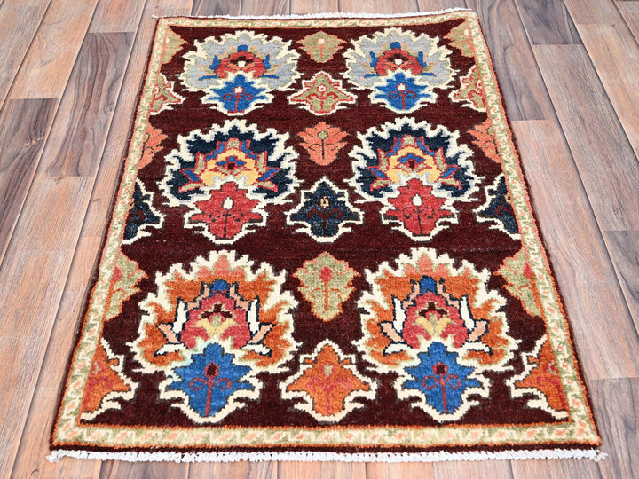 2'0" x 2'11" New Hand Knotted Brown Wool Rectangle Oriental Rug - MOA10286225
