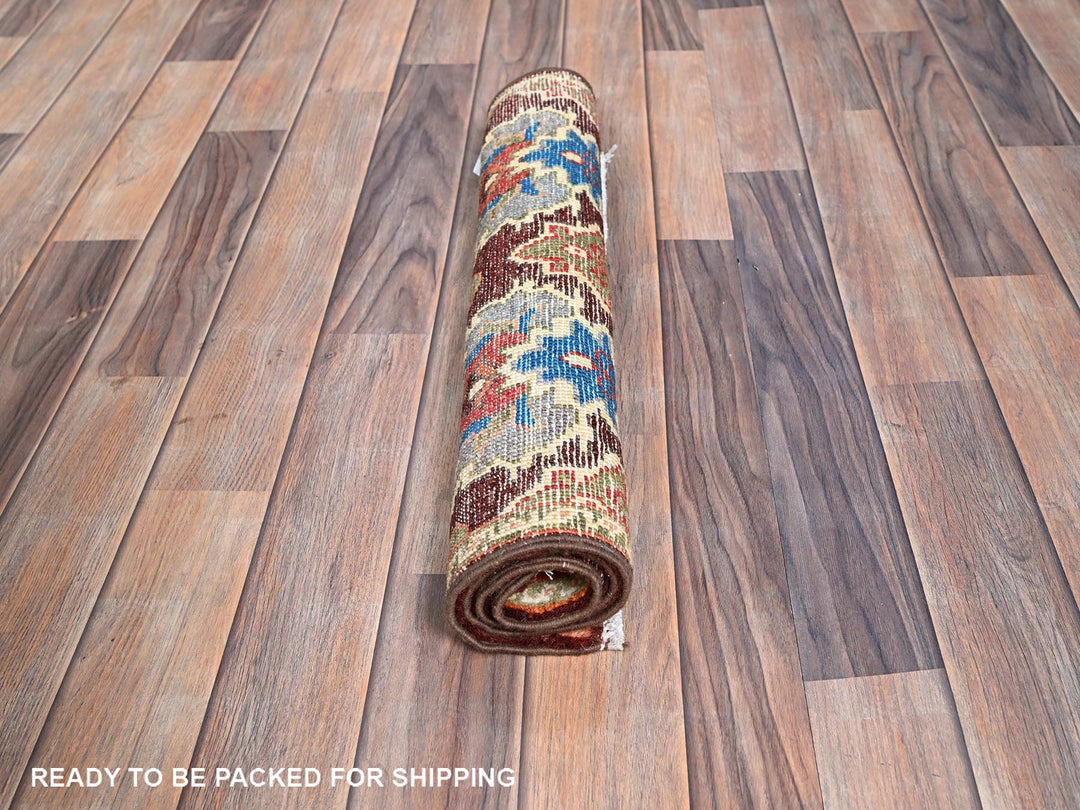 2'0" x 2'11" New Hand Knotted Brown Wool Rectangle Oriental Rug - MOA10286225