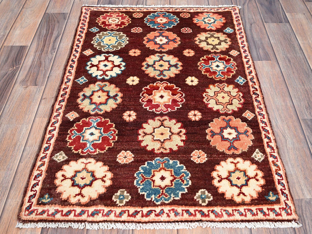 2'0" x 2'10" New Hand Knotted Brown Wool Rectangle Oriental Rug - MOA10286241