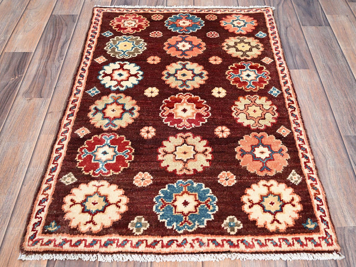 2'0" x 2'10" New Hand Knotted Brown Wool Rectangle Oriental Rug - MOA10286241