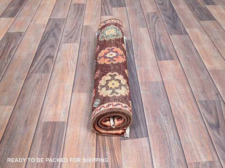 2'0" x 2'10" New Hand Knotted Brown Wool Rectangle Oriental Rug - MOA10286241