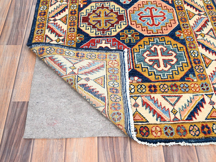 2'7" x 9'6" New Hand Knotted Blue Wool Runner Oriental Rug - MOA10286248