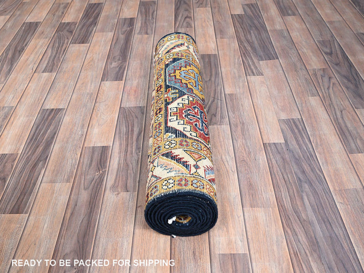 2'7" x 9'6" New Hand Knotted Blue Wool Runner Oriental Rug - MOA10286248