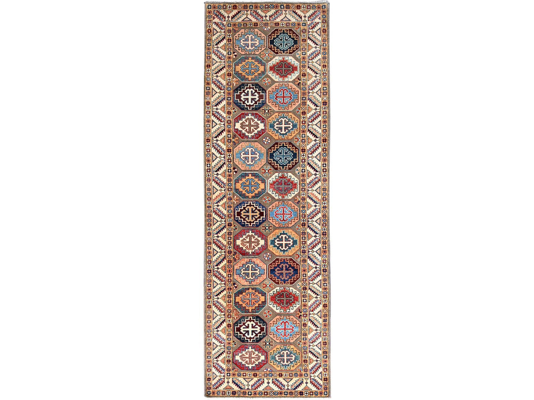 2'10" x 9'9" New Hand Knotted Grey Wool Runner Oriental Rug - MOA10286249