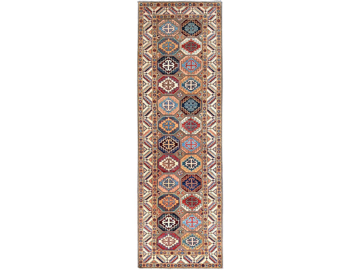 2'10" x 9'9" New Hand Knotted Grey Wool Runner Oriental Rug - MOA10286249