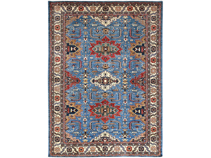 9'11" x 13'4" New Hand Knotted Blue Wool Rectangle Oriental Rug - MOA10286266