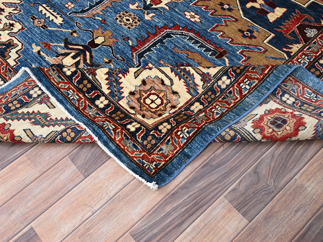 9'11" x 13'4" New Hand Knotted Blue Wool Rectangle Oriental Rug - MOA10286266