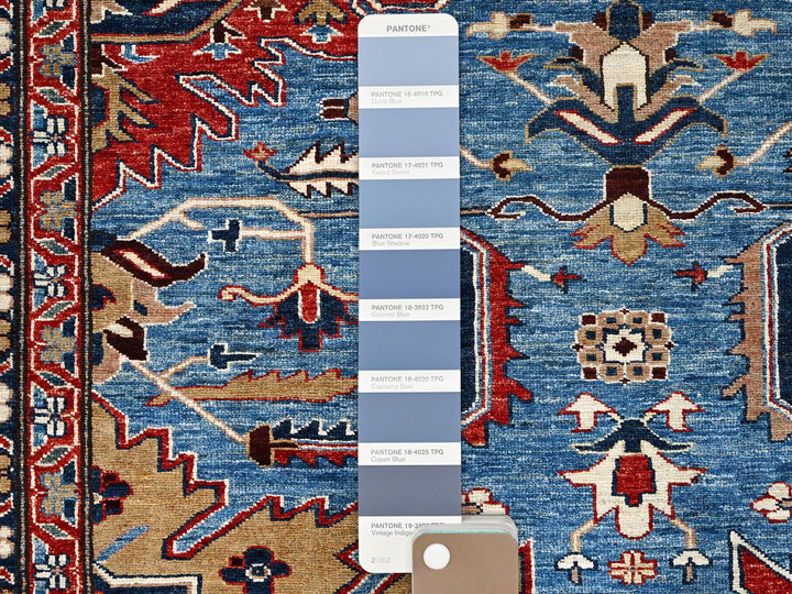 9'11" x 13'4" New Hand Knotted Blue Wool Rectangle Oriental Rug - MOA10286266