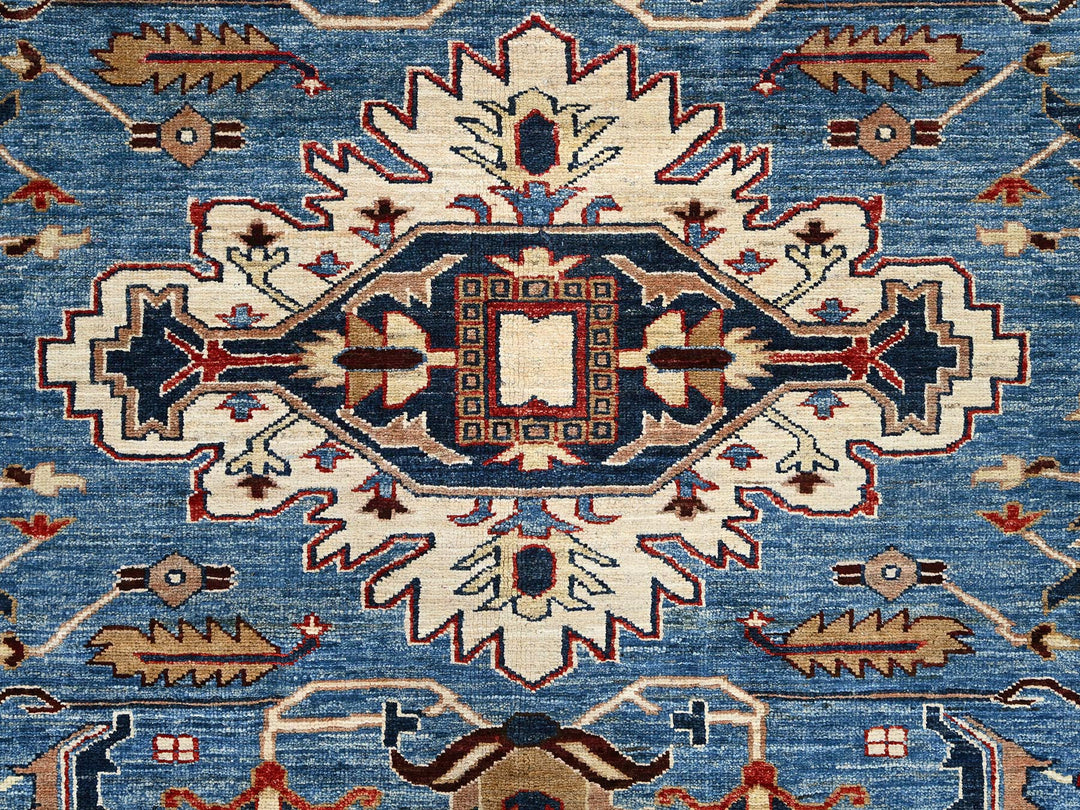 9'11" x 13'4" New Hand Knotted Blue Wool Rectangle Oriental Rug - MOA10286266