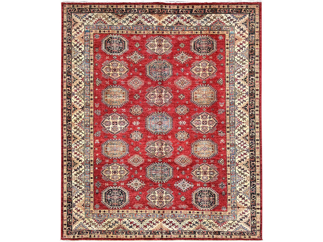8'4" x 9'10" New Hand Knotted Red Wool Rectangle Oriental Rug - MOA10286267